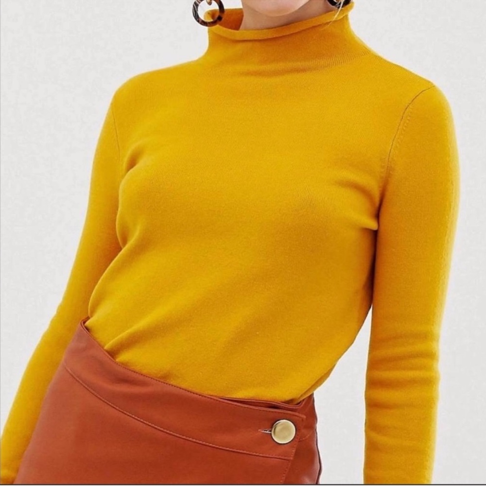 FRENCH CONNECTION Mustard Mock Roll Neck Sweater